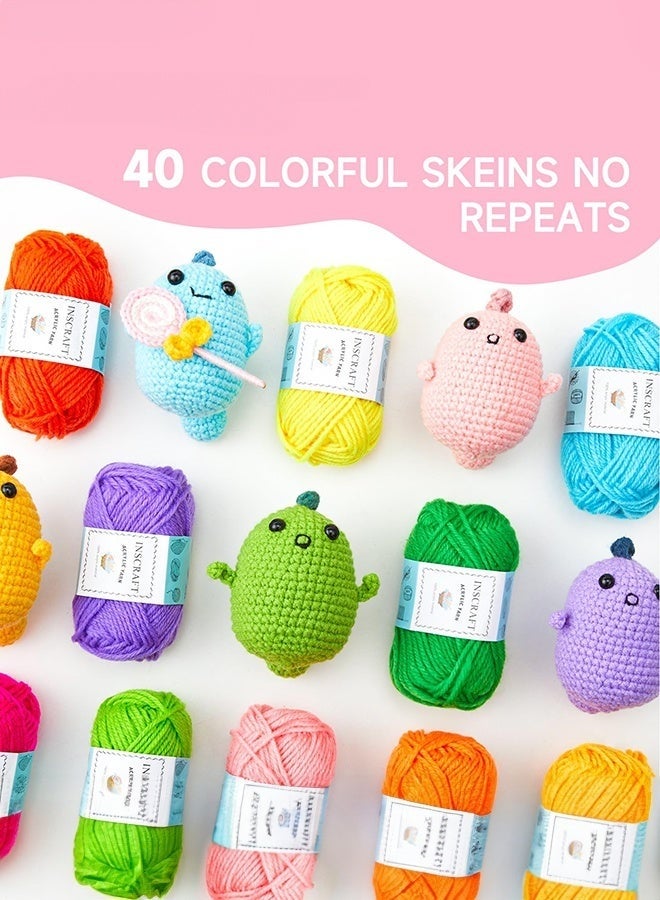 WALALLA 40 Colors Acrylic Yarn Skeins, 9 Crochet Hooks (2.0mm-6.0mm), 6 hand sewing needle, 20 Stitch Markers, 1 Bag, for Crocheting & Knitting, Gift for Beginners and Adults - Image 4
